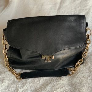 Tory Burch Lamb black leather purse.